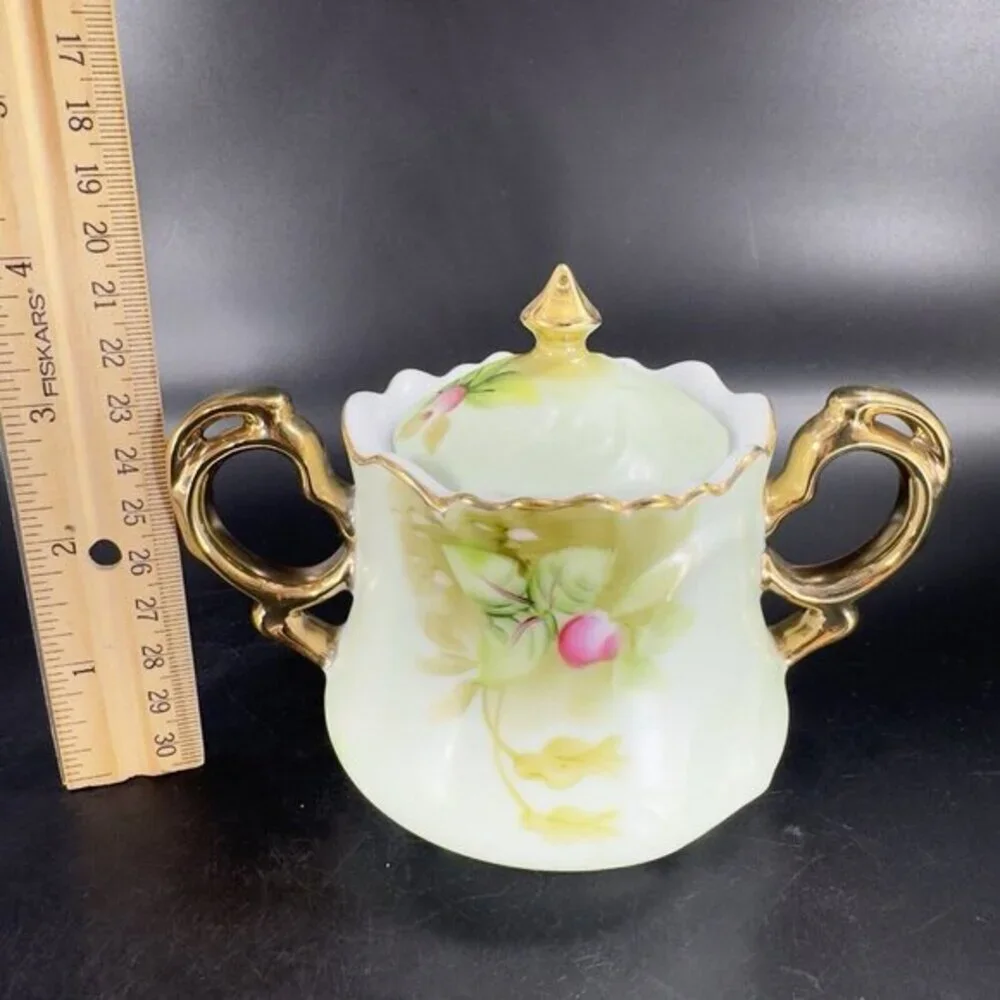 Vintage Lefton Hand Painted Sugar And Creamer Set 2 W Original Stickers Japan‎
